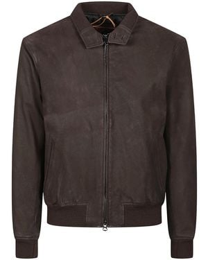 Stewart Long-Sleeve Leather Jacket - Gray