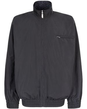 Gcds All-Over Logo Printed Zip-Up Reversible Jacket - Blue