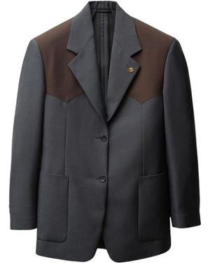Versace Contrast Yoke Blazer - Black