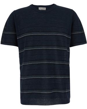 Roberto Collina Piqué Striped T-Shirt - Blue