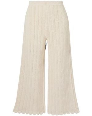 Altuzarra Crop Ribbed Knitted Flared Trousers - Natural