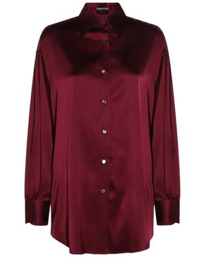 Tom Ford Collared Neck Long Sleeves Pleated Back Top