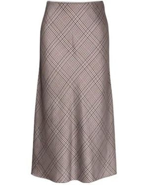 Vince Plaid Satin Slip Skirt - Brown