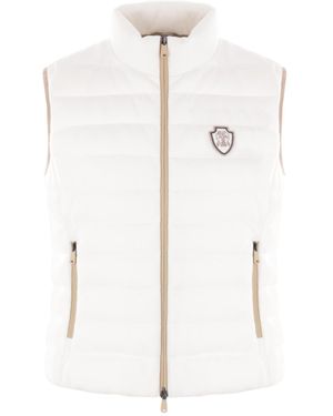 Brunello Cucinelli Logo Patch High Neck Gilet - White