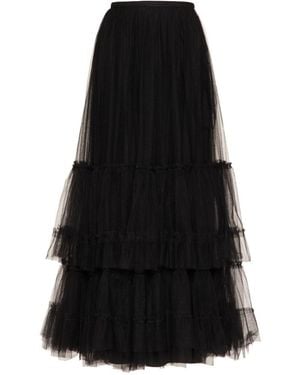 Valentino Layered-Tulle Maxi Skirt - Black