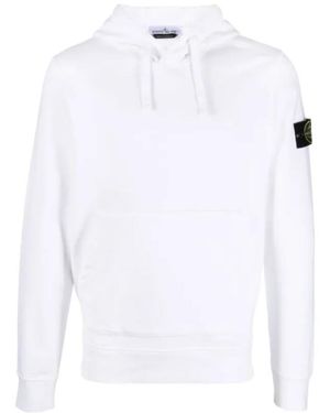 Stone Island Logo Patch Hoodie - White