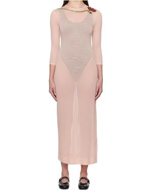 Simone Rocha Fitted Ballet Mesh Column Dress - Pink