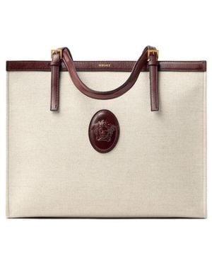 Versace Rivière Large Canvas Tote Bag - Natural