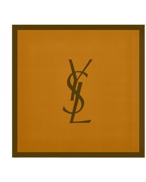 Saint Laurent Mulberry Silk Twill Square Scarf - Metallic