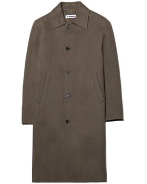 Jil Sander Diagonal-Weave Single-Breasted Coat - Brown