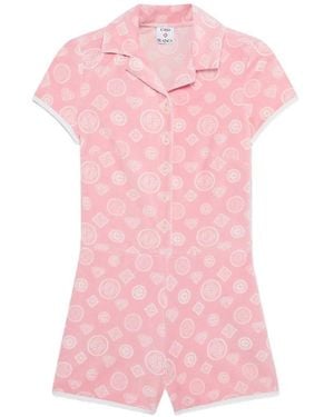 CASABLANCA Patterned Collared Playsuit - Pink
