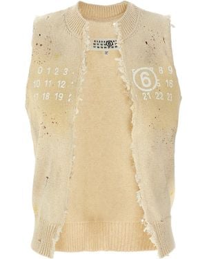 MM6 by Maison Margiela Numeric Distressed Vest - Natural