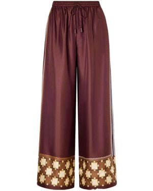 ALÉMAIS Wilson Silk-Twill Wide-Leg Trousers - Red