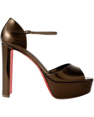 Christian Louboutin Sandaloo Metallic-Leather Sandals - Brown