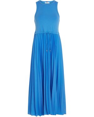 Tommy Hilfiger Rib Tank Pleated Midi Dress - Blue