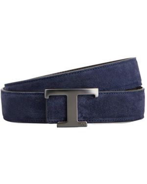 Tod's T Timeless Reversible Suede Belt - Blue