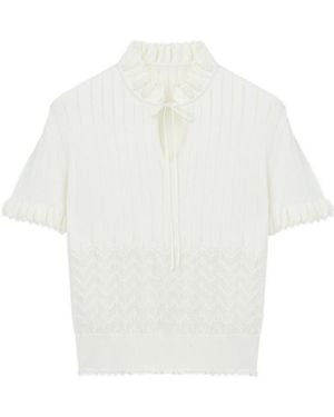 McQueen Pointelle Knit Top - White