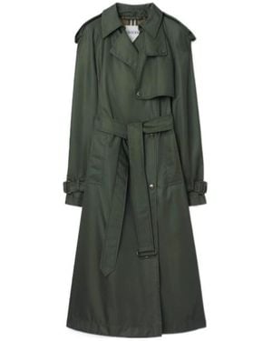 Burberry Long Nylon Hooded Trench Coat - Green