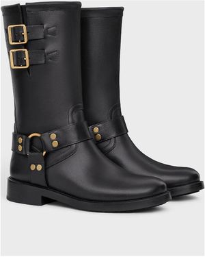 Celine Claude High Boot With Triomphe Spur in Black | Lyst