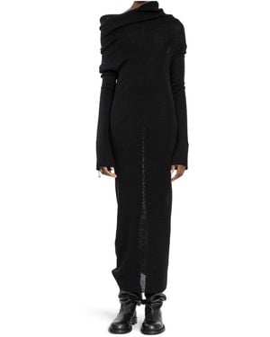 Ann Demeulemeester Barbro Dropped Shoulder Midi Knitted Dress - Black