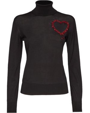 DSquared² Heart Embellished Turtleneck Knitted Jumper - Black