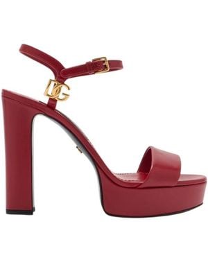 Dolce & Gabbana Calfskin Platform Sandals - Red