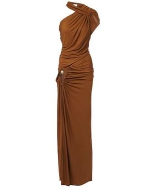 Christopher Esber Helix Crystal Draped Gown - Brown