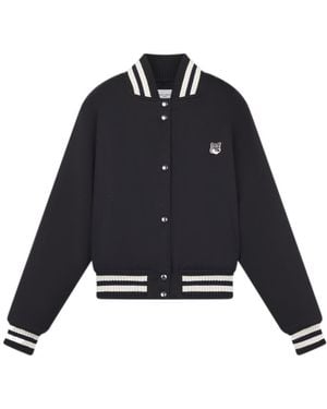 Maison Kitsuné Maison Kitsuné Fox Head Patch Bomber Jacket - Blue