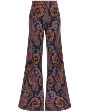 Etro Paisley Printed Flared Jeans - Purple