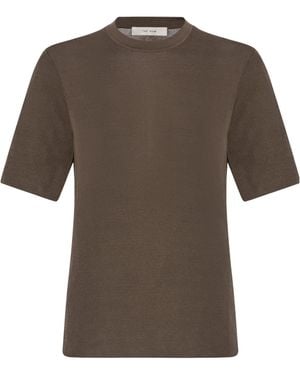 The Row Ozzi Short-Sleeve Knitted Top - Brown