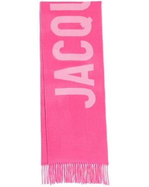 Jacquemus Logo Detailed Fringed Edge Scarf - Pink
