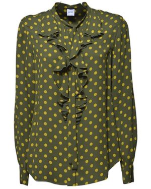 Aspesi Polka Dot Viscose Crepe Shirt - Green