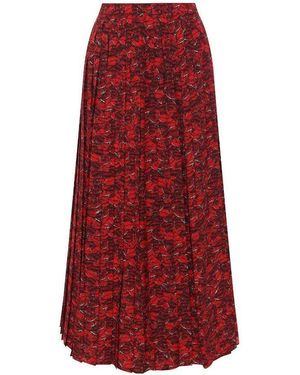 Valentino Lip Print Pleated Skirt - Red