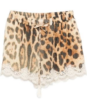 ERMANNO FIRENZE Lace Trim Printed Shorts - Natural