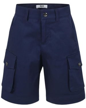 MSGM Cargo-Pocket Bermuda Shorts - Blue