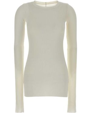 Rick Owens Ribbed Long Sleeved Top - White