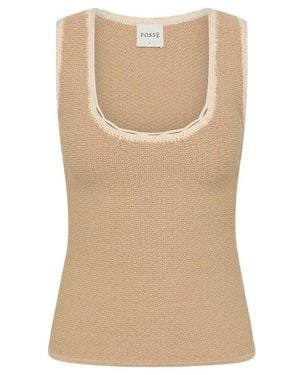 Posse Willow Crochet-Trim Top - Natural