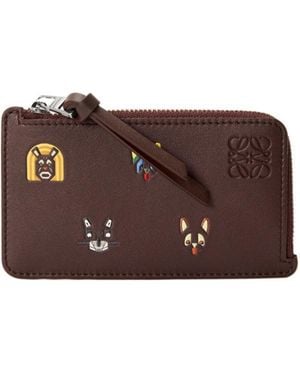 Loewe Cat-Patterned Card Holder And Coin Purse - Brown