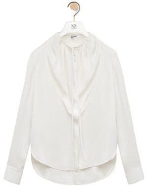 Loewe Silk-Blend Satin Blouse - White