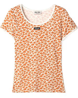 Miu Miu Cotton T-Shirt - Orange