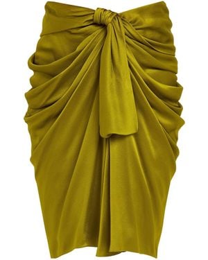 Chloé Draped Silk Midi Skirt - Green