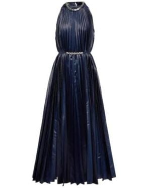Christopher Kane Embellished Halterneck Lamé Midi Dress - Blue