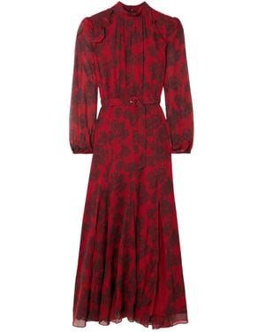 Saloni Jacqui-B Printed Long Dress - Red