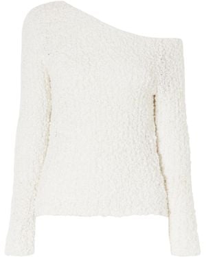 The Elder Statesman Vine Off-The-Shoulder Cotton-Blend Bouclé Jumper - White