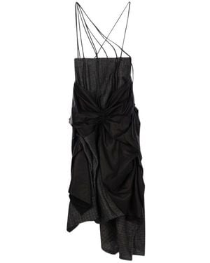 Yohji Yamamoto Asymmetric Hem Mini Dress - Black