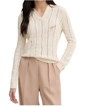 Twinset Cable-Knit Logo-Plaque Knitwear - Natural