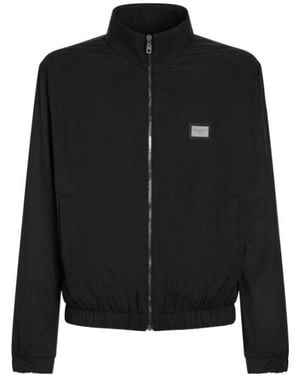 Dolce & Gabbana Branded Tag Zipped Jacket - Black