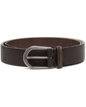 Brunello Cucinelli Textured Buckle Belt - Brown