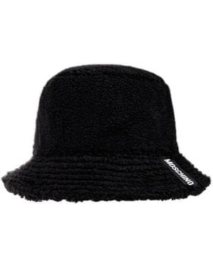 Moschino Logo Patch Teddy Bucket Hat - Black