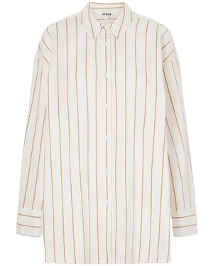 STAUD Striped Cotton-Blend Shirt - White